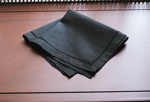 Hemstitch Handkerchief Black Colored.